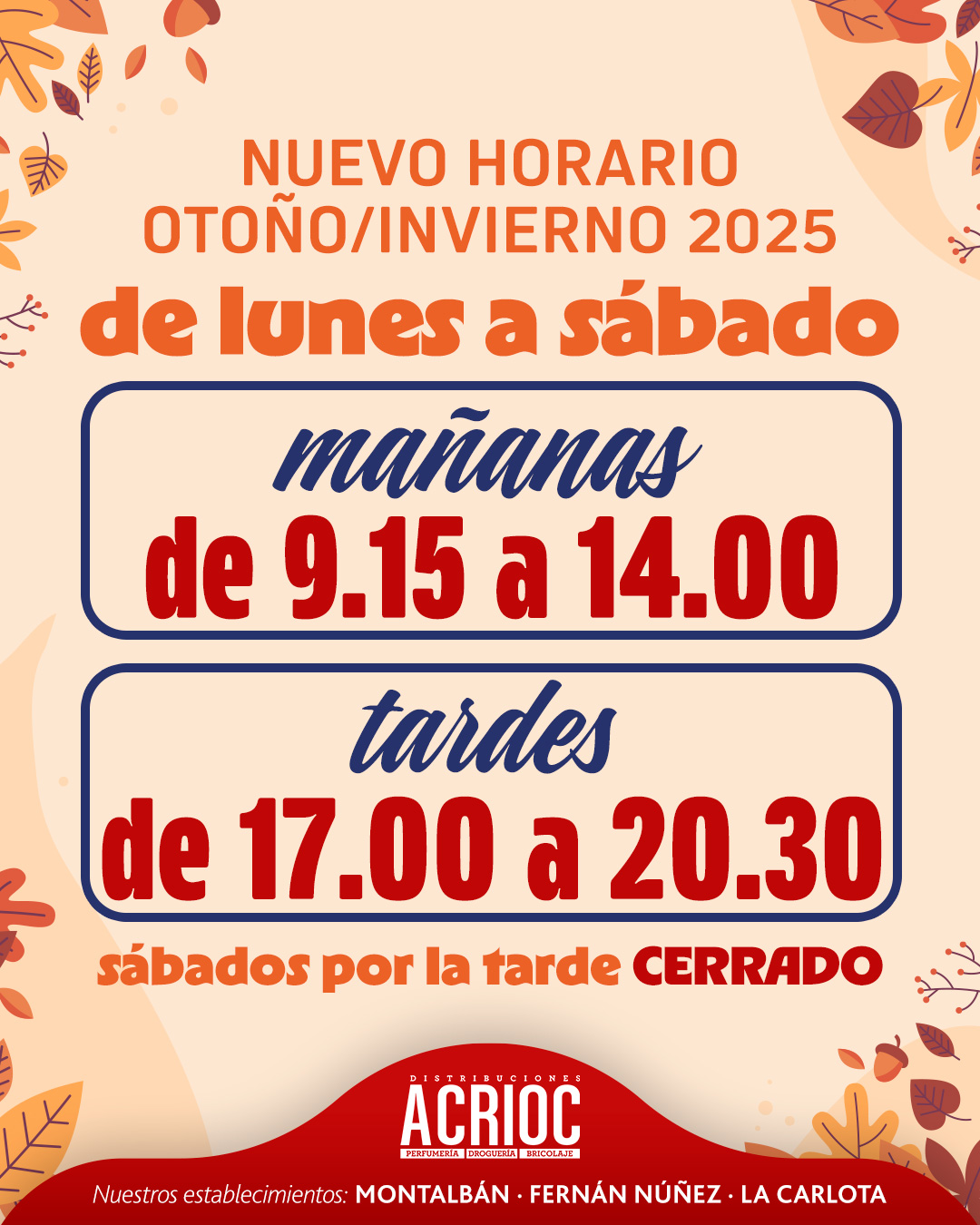 Horario Otoño/Invierno