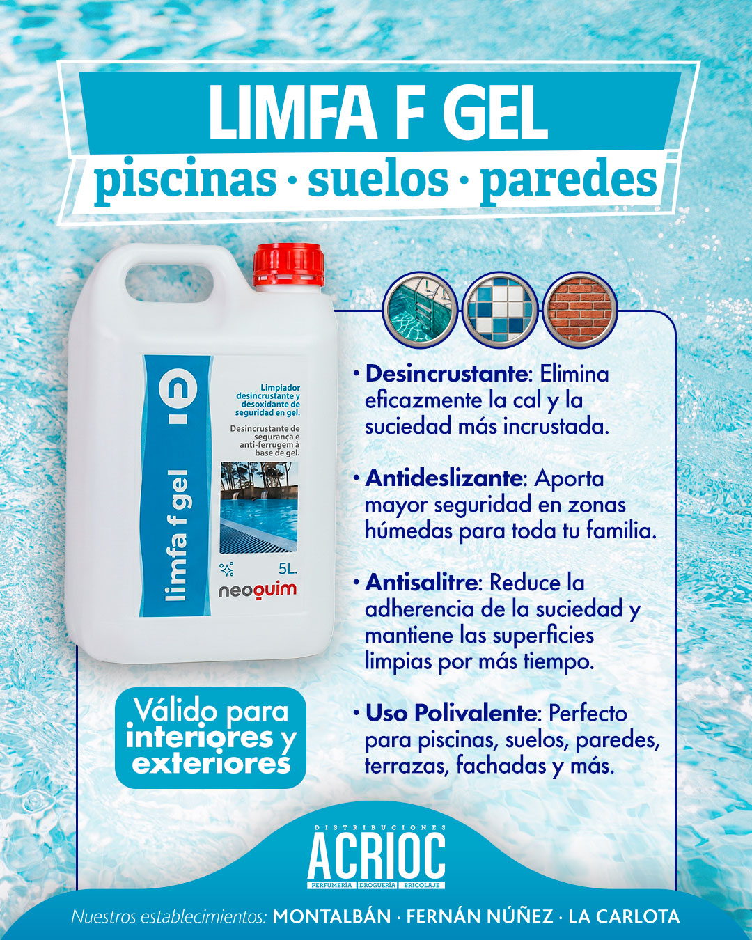 LIMFA · limpiador para piscinas, suelos y paredes