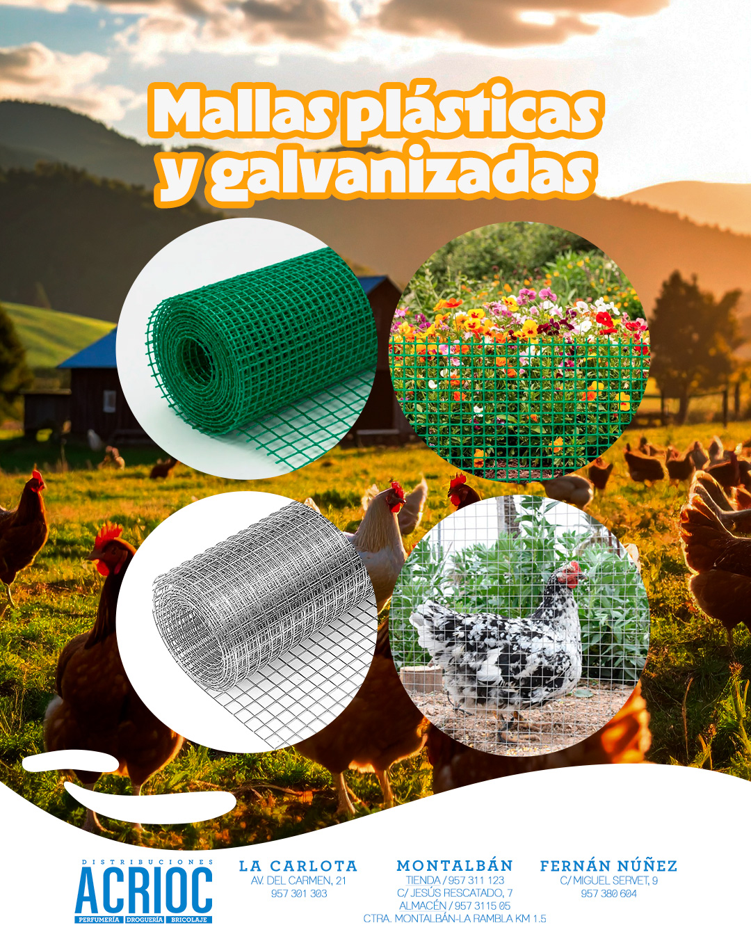 Mallas plásticas y galvanizadas