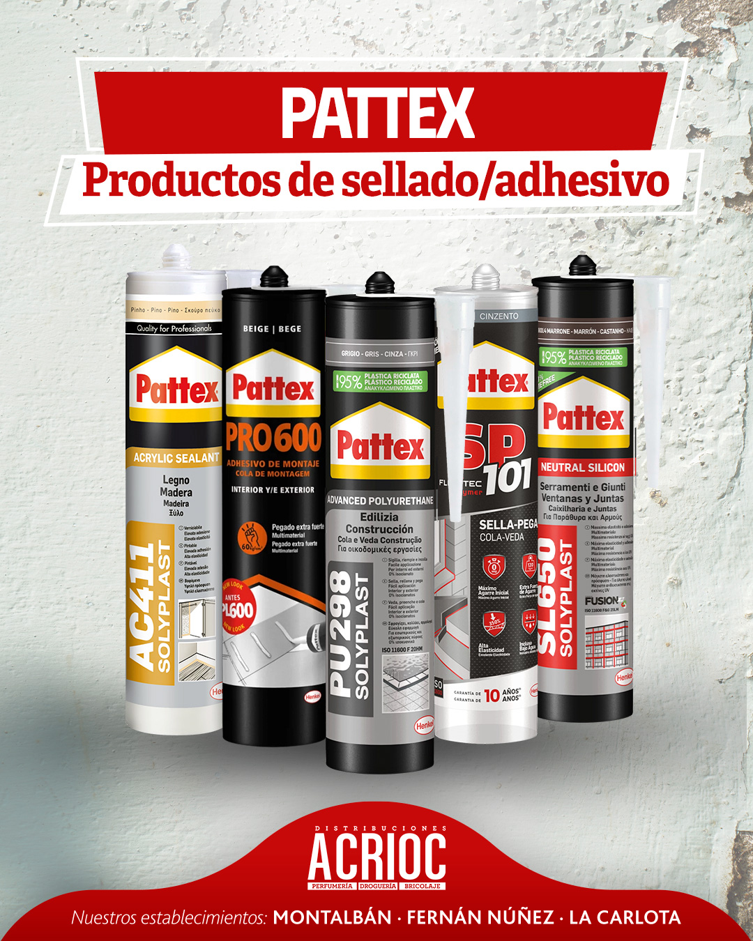 Selladores y adhesivos PATTEX