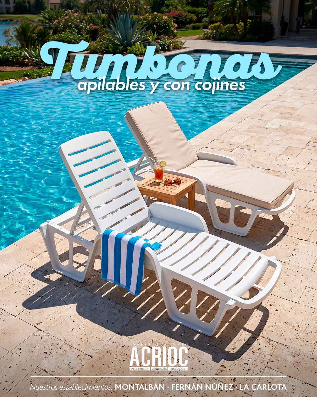 Tumbonas disponibles en ACRIOC