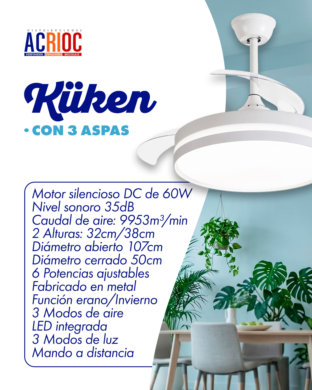 Ventilador KÜKEN - 3 aspas