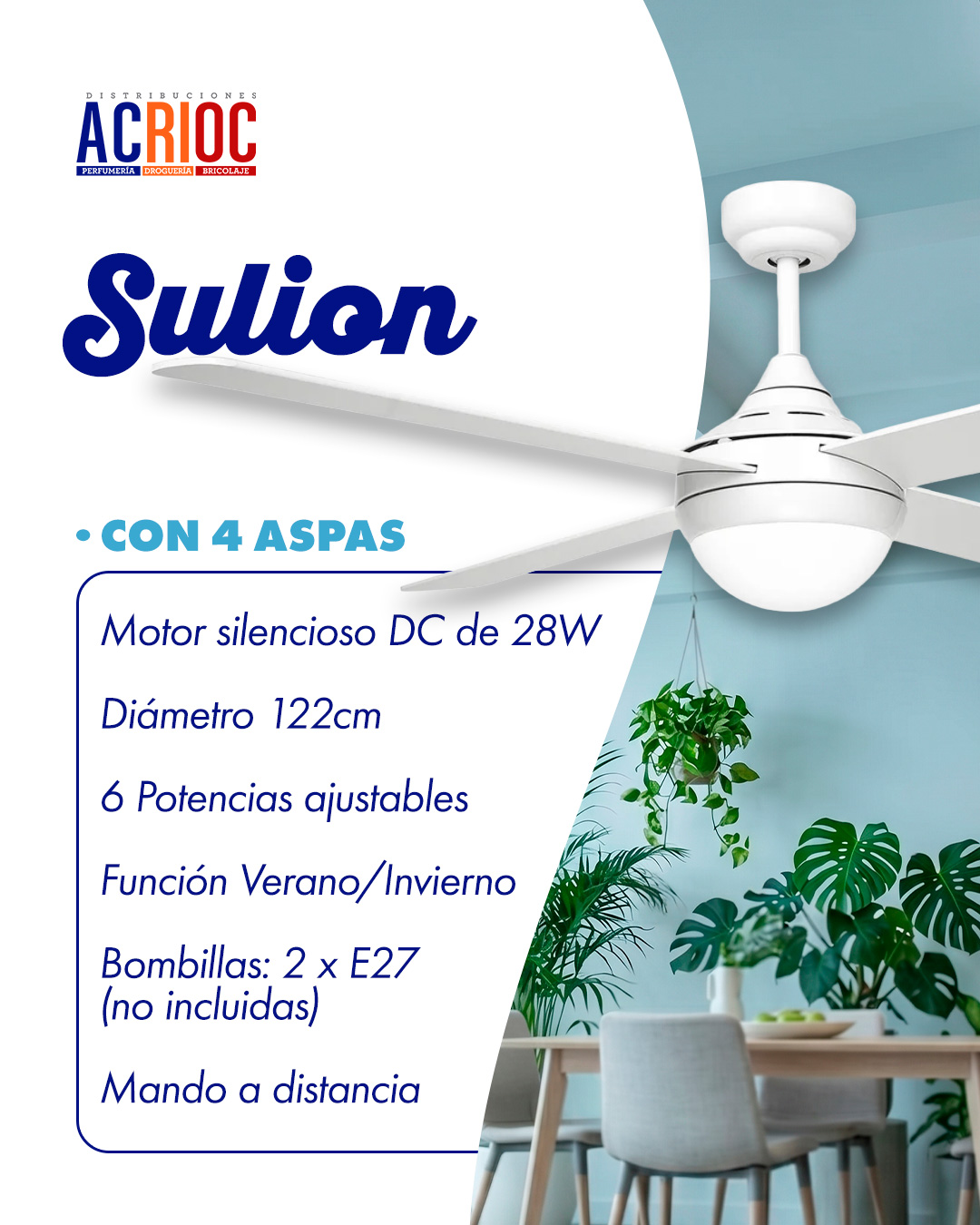 Ventilador SULION · 4 aspas